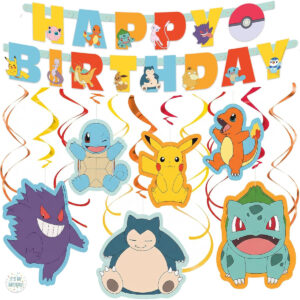 B0GL8WHG3Q.jpg Pokémon Birthday Party Decorations Set with Banner and Swirls