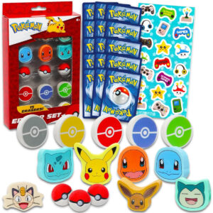 B0FM9VLH43.jpg Pokémon Party Favor Set: 15 Erasers, Stickers & Trading Cards