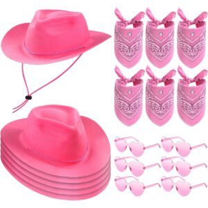 B0C32M3DBM.jpg 18-Piece Pink Pony Western Cowboy Costume Set for Parties