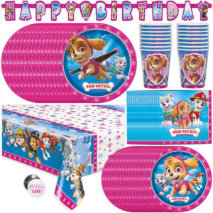 B084L1NKBL.jpg Pink Skye Paw Patrol Party Supplies Set for 16 Guests