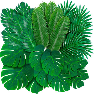 B085GC3XF4.jpg 108-Piece Artificial Tropical Palm Leaves for Moana Party Decor