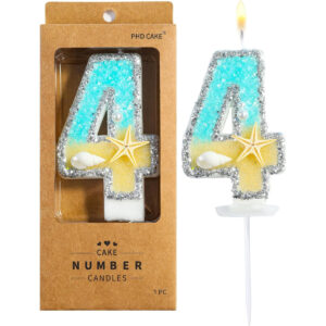 B0DDJFTTVS.jpg PHD Number 4 Beach Birthday Candle for Moana Theme Cakes