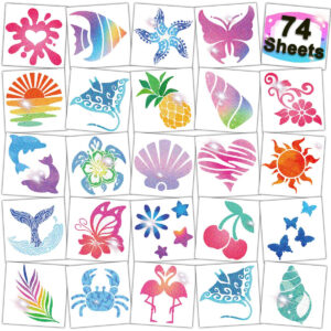B0F1SXK93S.jpg CHARLENT Moana Glitter Temporary Tattoos for Hawaiian Party Favors