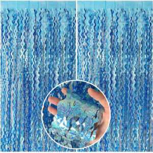 B0CKX7H63H.jpg Moana Party Tinsel Foil Fringe Backdrop for Photo Booths