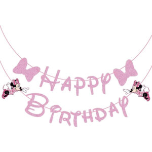 B0B2NTDY6M.jpg Pink Mouse Happy Birthday Banner for Kids Party Decoration