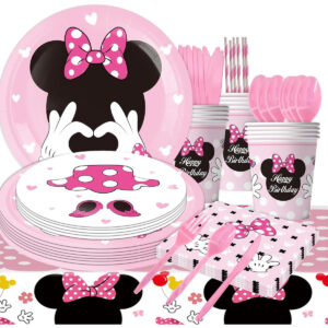 B0FD61XNFY.jpg Minnie Mouse Party Supplies Tableware Set for 91 Guests