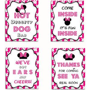 B07GZGXK2G.jpg Minnie Mouse Birthday Party Signs: 8x10 Table Decor Set of 4