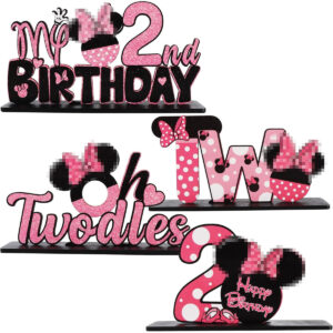 B0FD9Z5RBG.jpg Minnie Mouse 2nd Birthday Table Centerpieces (4-Piece Set)