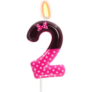 B0DDT8X7F2.jpg Minnie Mouse Number 2 Birthday Candle for Cake Decorating