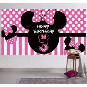 B08FM2S8D2.jpg Minnie Mouse 3rd Birthday Backdrop Banner (6.6 x 3.3 ft)