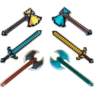 B082QW4THK.jpg Minecraft Inflatable Pixel Sword and Axe Party Favors 6-Pack