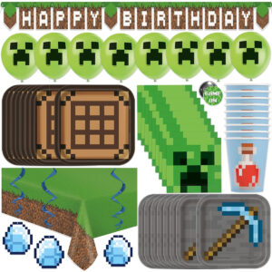 B096DFY7QL.jpg Minecraft Party Supplies Set for 16 Guests: Table Decorations