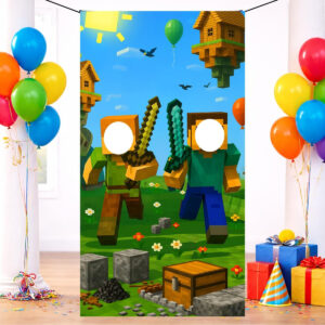 B0G1HC8Y6R.jpg Minecraft Video Game Face in the Hole Photo Backdrop 6x3ft