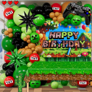 B0F9WSGB1Z.jpg Pixel Gamer Birthday Party Decorations Kit with Backdrop