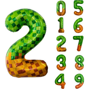 B0F9467YR4.jpg Pixel & TNT Theme 40in Number 2 Balloon for Minecraft Party