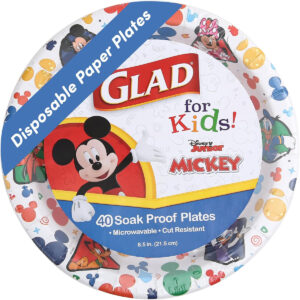 B0BX4GR82W.jpg Glad for Kids Mickey Mouse Paper Plates, 8.5 Inch, 40 Count
