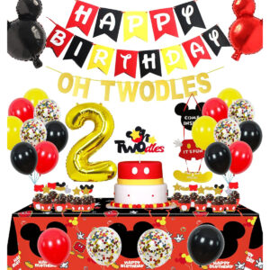 B099WS4PW5.jpg Mickey Mouse 2nd Birthday Party Decorations Oh Twodles Set