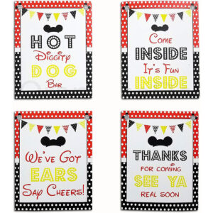 B078SS8G1H.jpg Mickey Mouse Birthday Party Signs: 8x10 Table Decor Set of 4