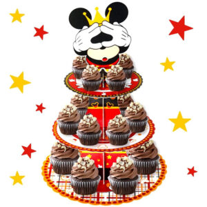 B0F2T934F6.jpg Mickey Mouse 3-Tier Cupcake Stand for Birthday Party Desserts