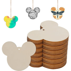 B0D429V37H.jpg 30Pcs Unfinished Wooden Mickey Mouse Head DIY Craft Cutouts