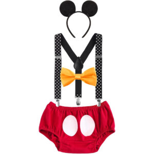 B077D81BH1.jpg Mickey Mouse Cake Smash Outfit for Baby Boys Birthday Set