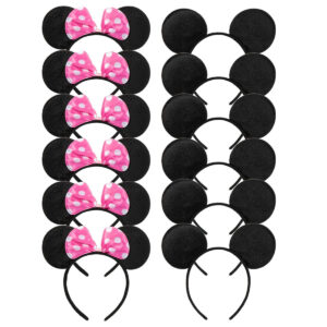 B01EWN1OLY.jpg Mickey Mouse Ears Headbands for Kids Birthday Party, 12 Pack
