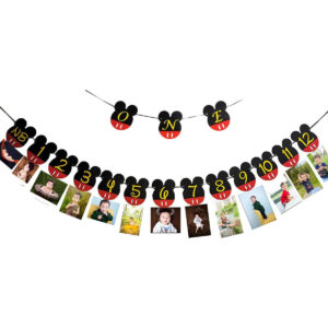 B0869MBF87.jpg Mickey Mouse 1st Birthday Photo Banner & High Chair Set
