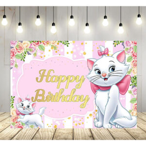 B0CQMBDGSP.jpg Pink Cat Birthday Party Backdrop 59x38in Photo Background