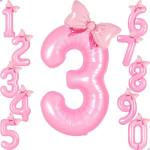 B0DK5QH12W.jpg Pink Number 3 Balloon Set for Girls 3rd Birthday Decorations