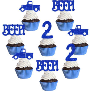 B0CZHHH8B6.jpg 24Pcs Little Blue Truck Cupcake Toppers for 2nd Birthday Party