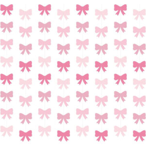 B0D9LJ9V1P.jpg Pink Bow Hanging Banner Set for Party Backdrop & Wall Decor