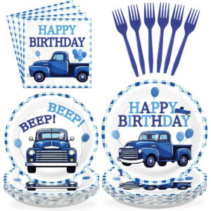 B0FVLHLLGQ.jpg Little Blue Truck Birthday Party Tableware Set for 24 Guests