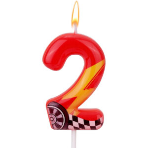 B0F8N1KS47.jpg Racing Car Number 2 Birthday Candle for McQueen Party Cakes