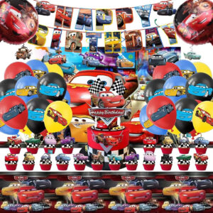 B0FND2RT68.jpg 52-Piece Cars Birthday Party Decoration Set for Kids