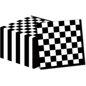 B0BVYPWYVS.jpg Checkered Flag Party Napkins for Race Car Birthday Decor