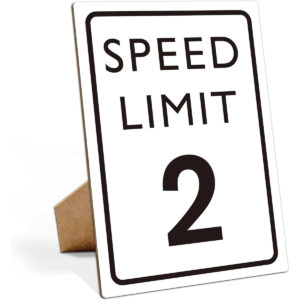 B0D7PD1TYS.jpg Race Car Birthday Party Decor: Wooden Speed Limit Sign Tabletop