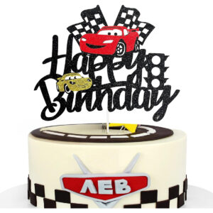 B0D1KDKGM1.jpg McQueen Race Car Cake Topper for Checkered Flag Birthday Party