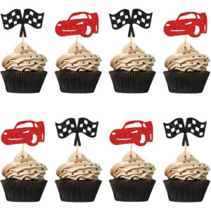 B0CLS65WRV.jpg Race Car Cupcake Toppers for Racing Theme Birthday Parties