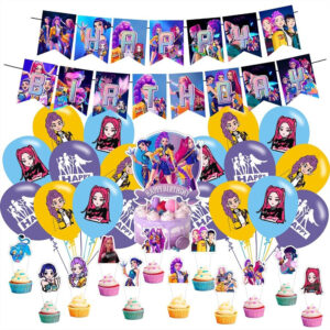 B0FRMNNMP4.jpg Demon Movie Hunters Birthday Party Decorations & Backdrop Set