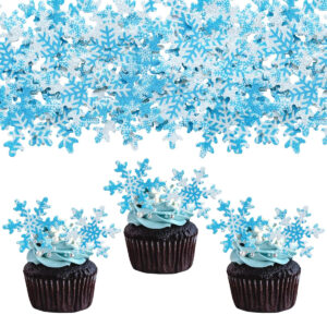 B0DBHCP19T.jpg 50Pcs Snowflake Cupcake Toppers for Winter Frozen Theme Parties