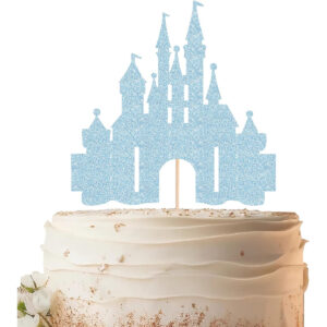 B0DPWMJLXB.jpg Light Blue Glitter Castle Cake Topper for Frozen Theme Parties