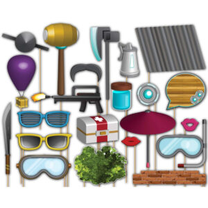 B07M8F7K9P.jpg Fortnite Party Photo Booth Props Kit - 20 Piece Set