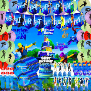 B07QMHFYG7.jpg Fortnite Themed Gaming Birthday Party Decoration Set 142-Pack