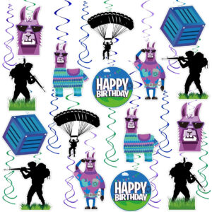 B0F7QJ7XB7.jpg 41Pcs Llama Video Game Hanging Swirls for Fortnite Party Decor