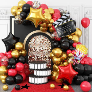 B0CZ8NLGNF.jpg Movie Night Balloon Garland Arch Kit for Film Theme Parties
