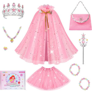 B0BYD4JPHY.jpg Meland Princess Dress Up Cape and Crown Set for Toddler Girls