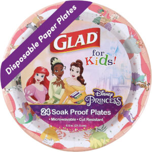 B0BZWHFY8L.jpg Glad for Kids Disney Princess Paper Plates, 8.5-inch, 24 Count