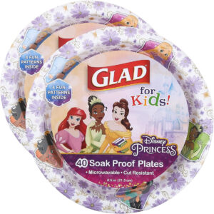 B0DLX3JFGM.jpg Glad Disney Princess Paper Plates for Parties, 8.5 Inch, 80 Ct