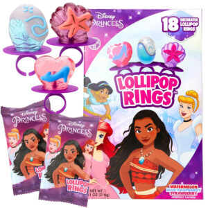 B08NF8SYXL.jpg Disney Princess Lollipop Rings, Bulk Party Candy (18 Count)