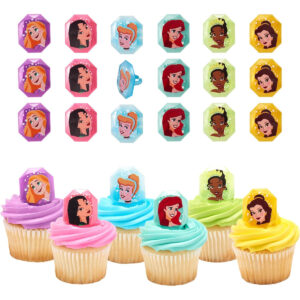 B0CBKT2XGC.jpg Disney Princess Cupcake Rings: 24-Pack Cake Decorations